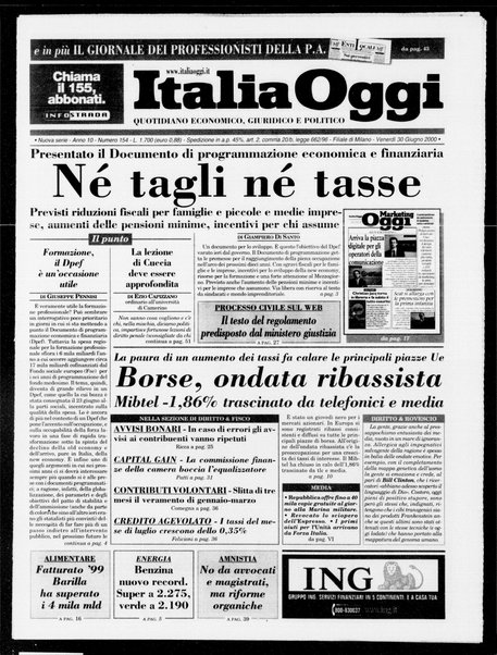 Italia oggi : quotidiano di economia finanza e politica